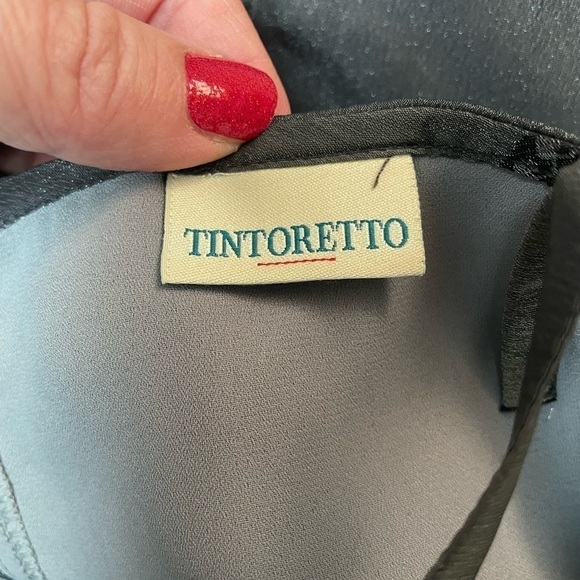 𝅺tintoretto Tomas Breton Grey Pewter Strappy Sheer Floral Maxi Party Dress, 8 - Picture 8 of 10